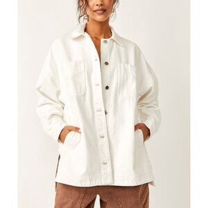 NWT FREE PEOPLE Oversized White Denim Jacket